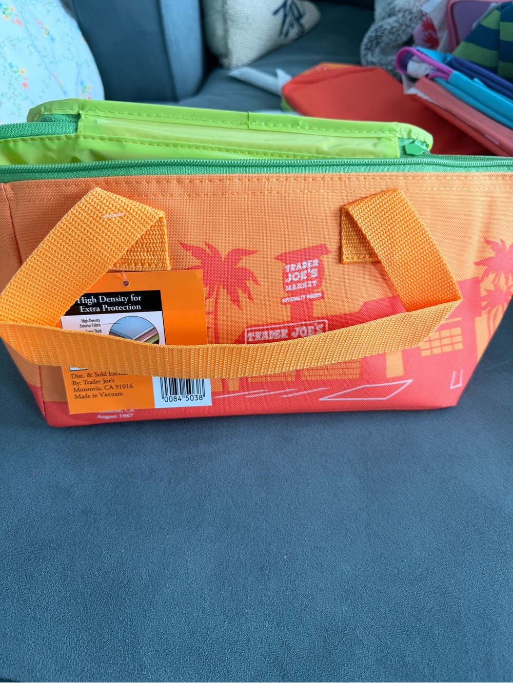Trader Joe's Orange Tote Bag with Yellow Handles